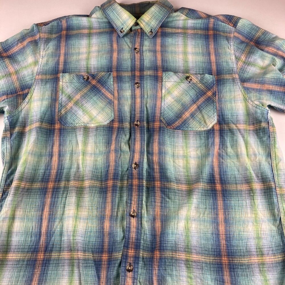 Clearwater Outfitters Shirt Mens XL Plaid Button Up Cotton Short Sleeve Blue